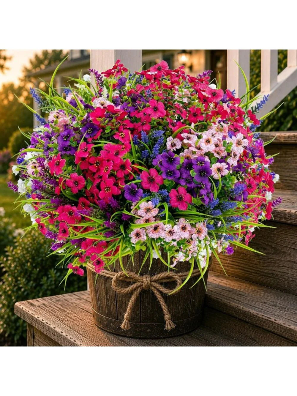 16 Bundles UV Resistant Artificial Flowers - Faux Plants for Garden, Patio